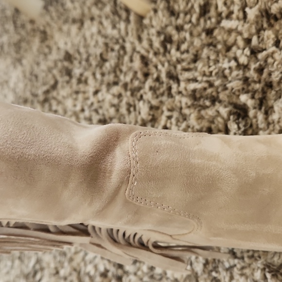 Beige Fringe Suede Boots - Picture 8 of 11